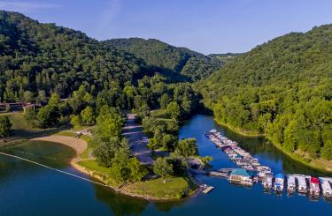 arial view of the lake