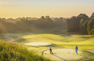 Golf course shot at sunrise